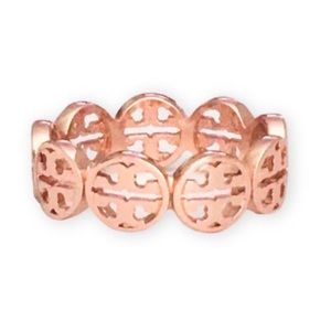 FINAL PRICE NWOT Tory Burch 6 Rose Gold Plate Iconic Frozen Logo Ring